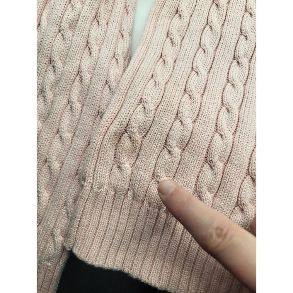 Lauren Ralph Lauren Womens L Cable Knit Old Money Sweater Preppy Academia Pink - Picture 7 of 10